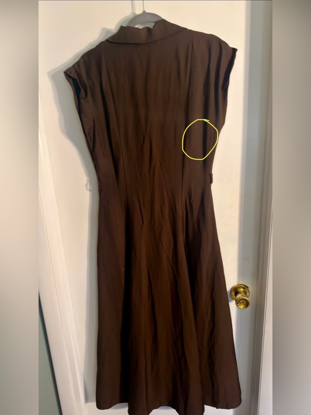 Zara Brown Cap-Sleeve Midi Shirt Dress NWT (small flaw pic 6) - Picture 8 of 8
